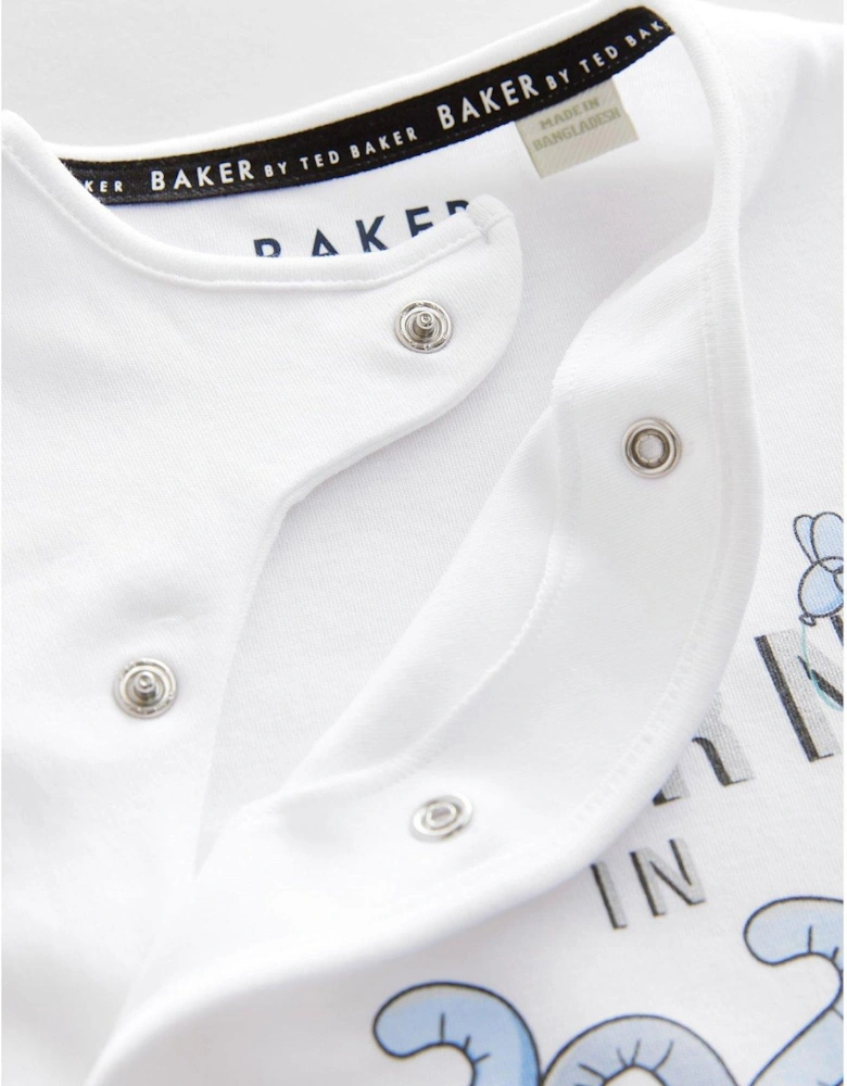 Baby Boys Born in 2025 Sleepsuit - White