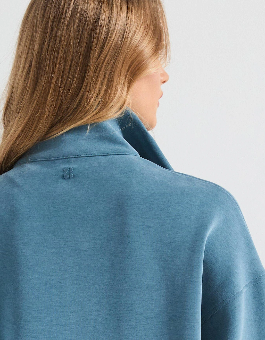 Womens Training Sand Wash Funnel Neck Half Zip - Blue