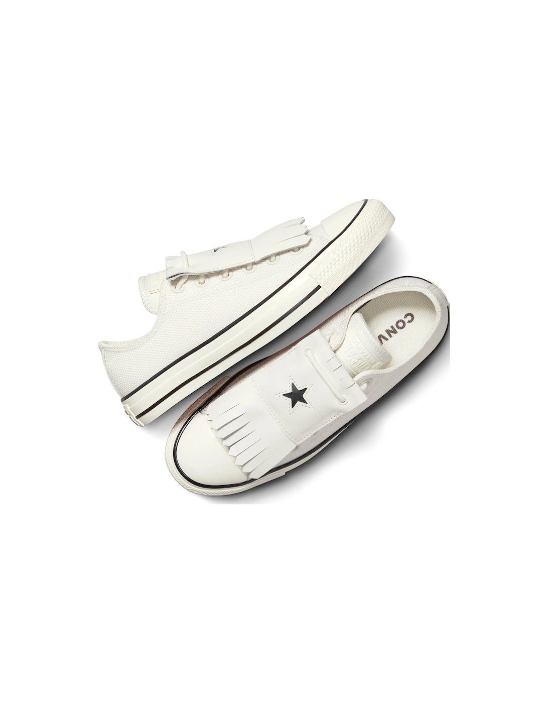 Womens Chuck Taylor All Star Canvas Oxvintage White/Egret/Black - White/Black