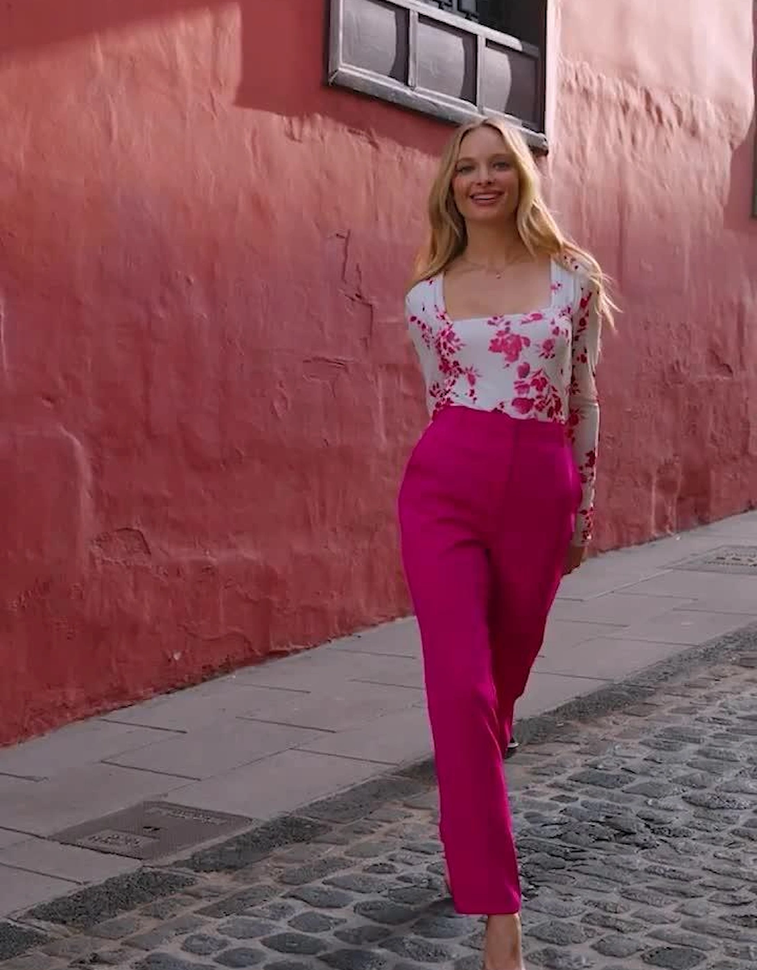 Square Neck Mesh Top - Pink