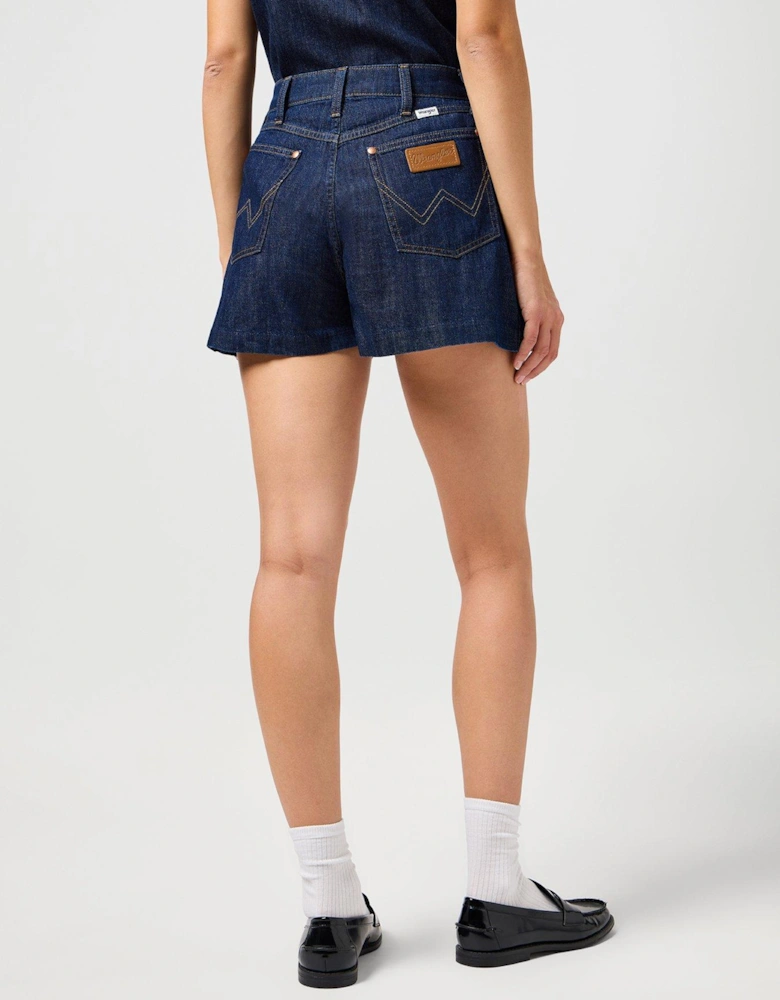Pleated Denim Shorts - Black