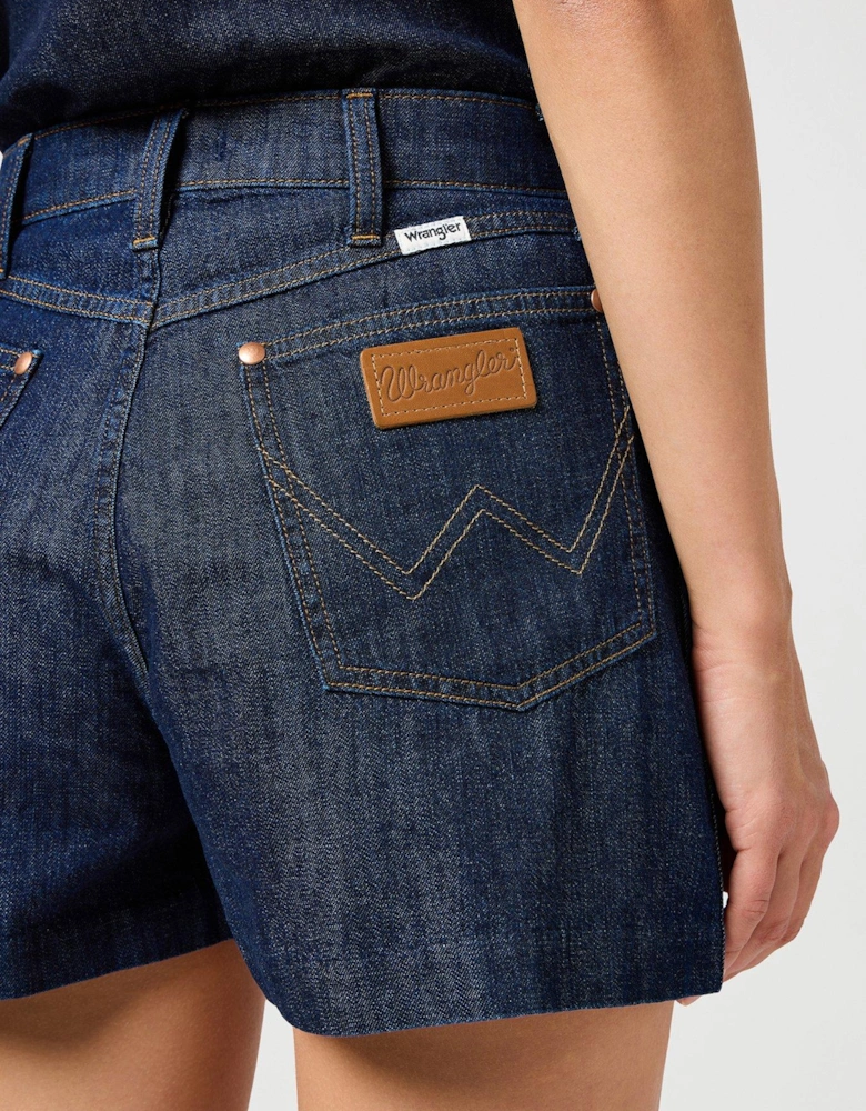 Pleated Denim Shorts - Black