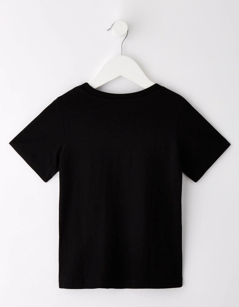 Younger Boys Corp Logo Short Sleeve T-Shirt - Black