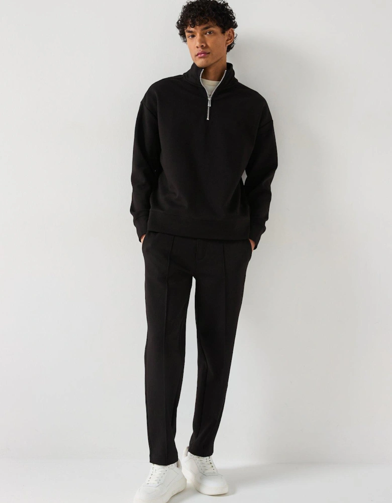 Tech Interlock Half 1/2 Zip Sweat Top - Black