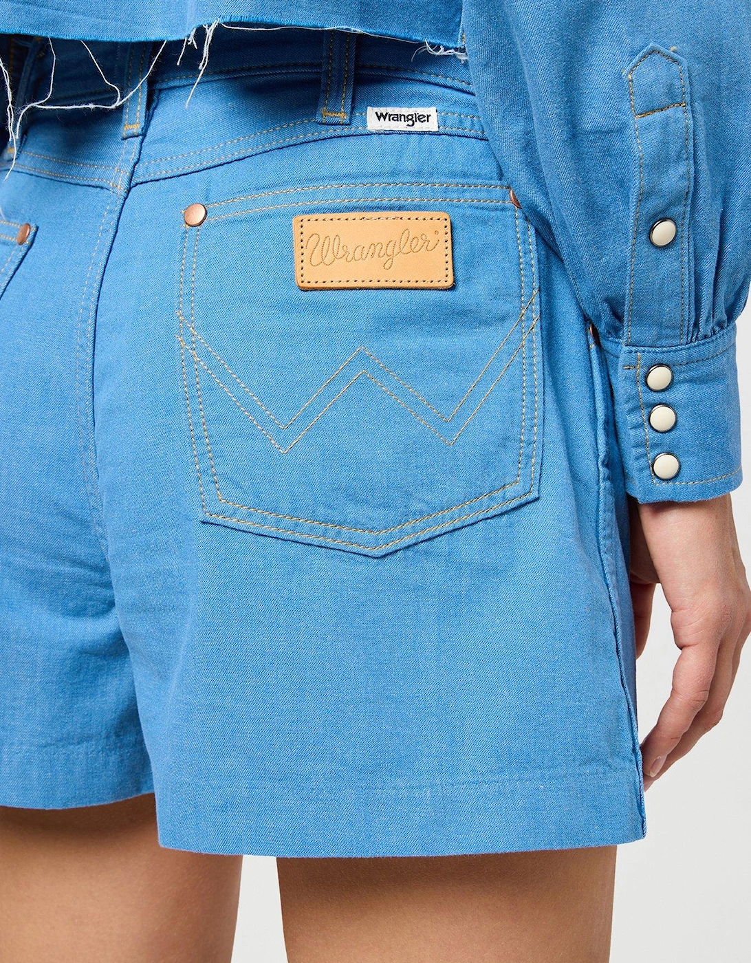 Pleated Denim Shorts - Blue