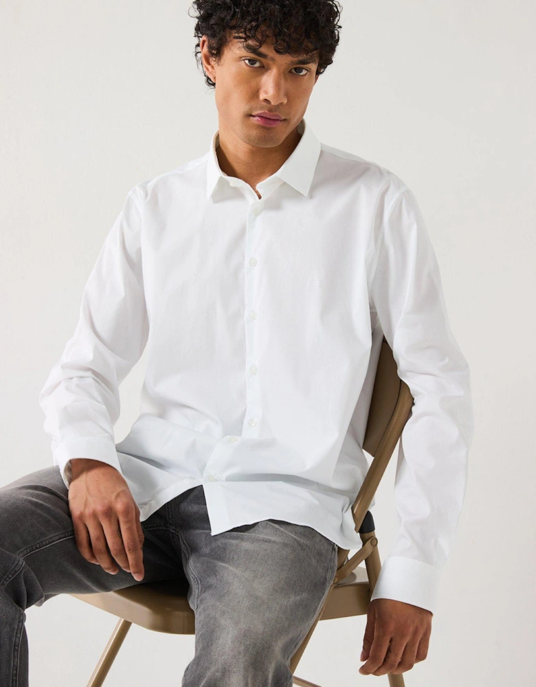 Poplin Stretch Slim Longsleeve Shirt - White