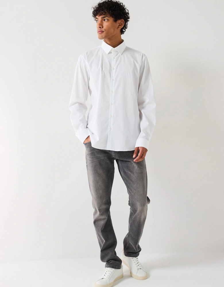 Poplin Stretch Slim Longsleeve Shirt - White