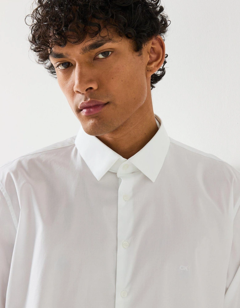 Poplin Stretch Slim Longsleeve Shirt - White
