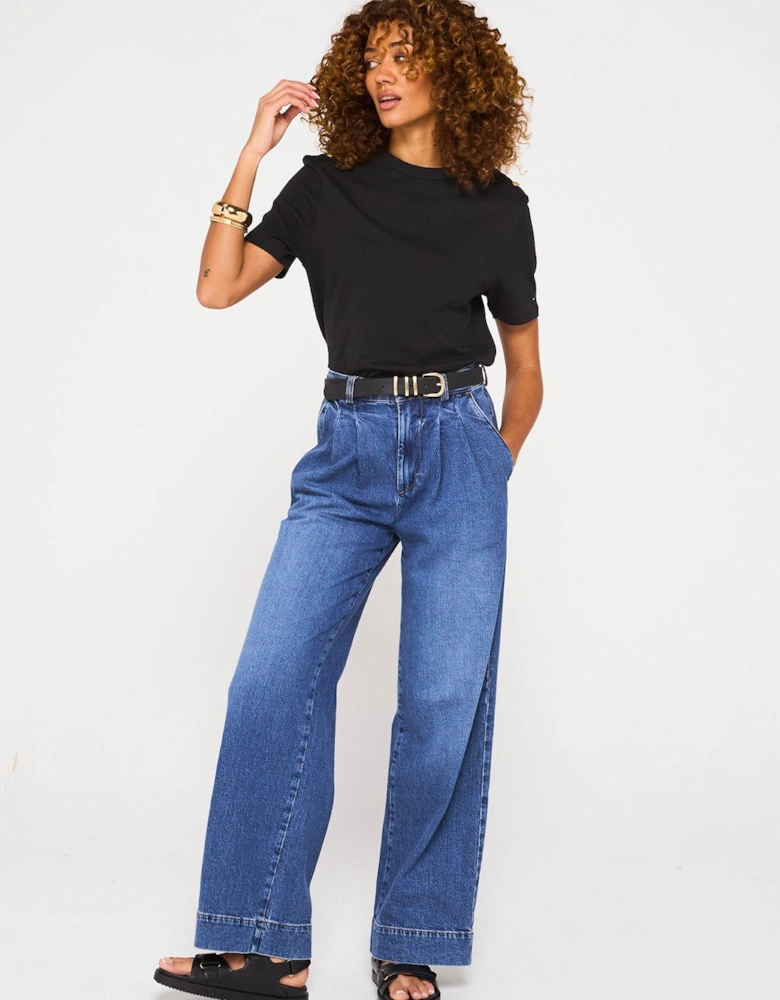 Gold Button Detailed T-Shirt - Black