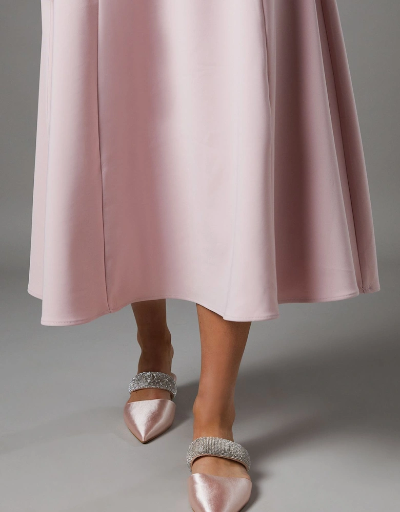 Teenie Satin Diamante Strap Pointed Flat Mules