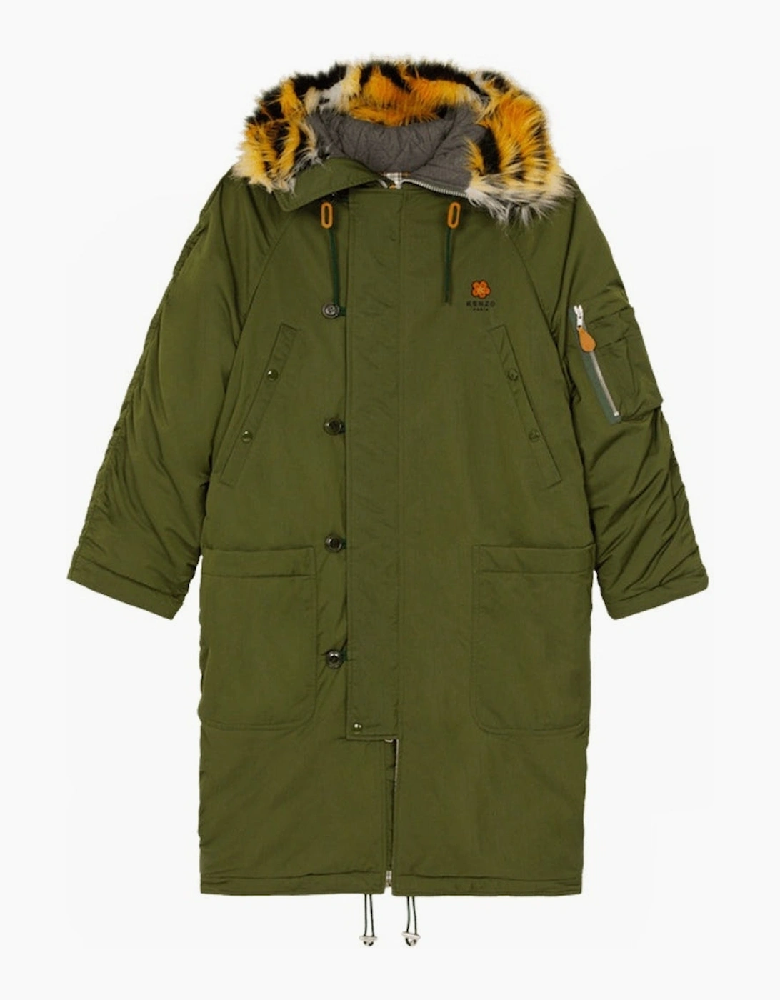 Men's Kenzo Padded Parka Dark Khaki Green Jacket - Tan - Size: 38/Regular