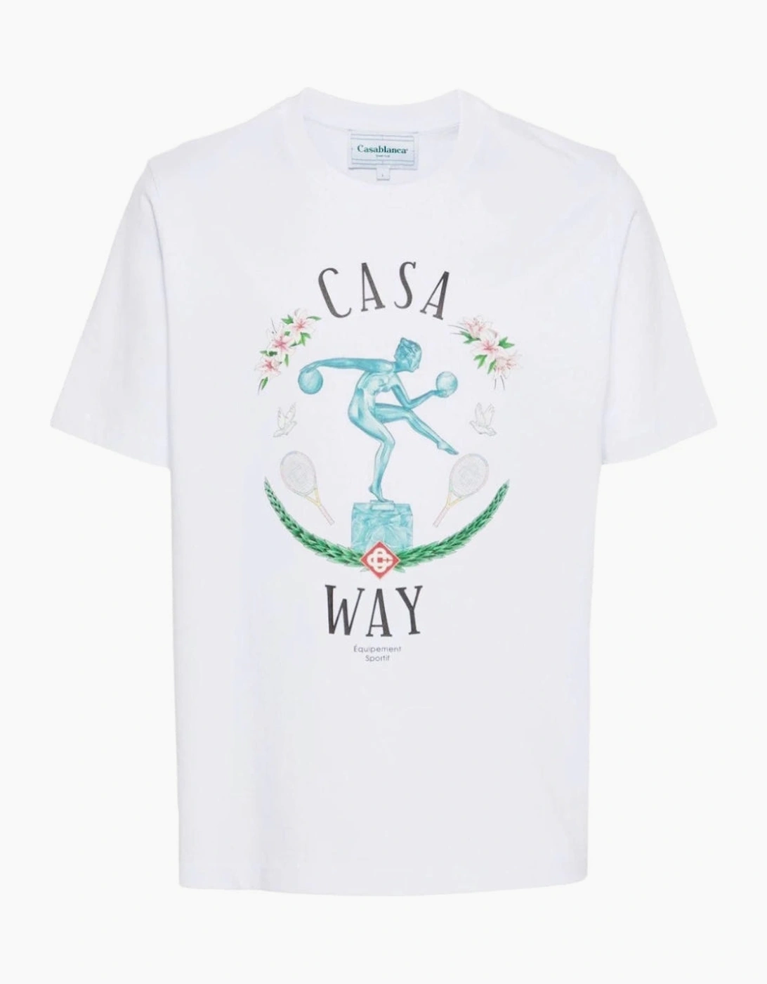 Men's Casablanca Statue En Marbe Design White T-Shirt - Size: 38
