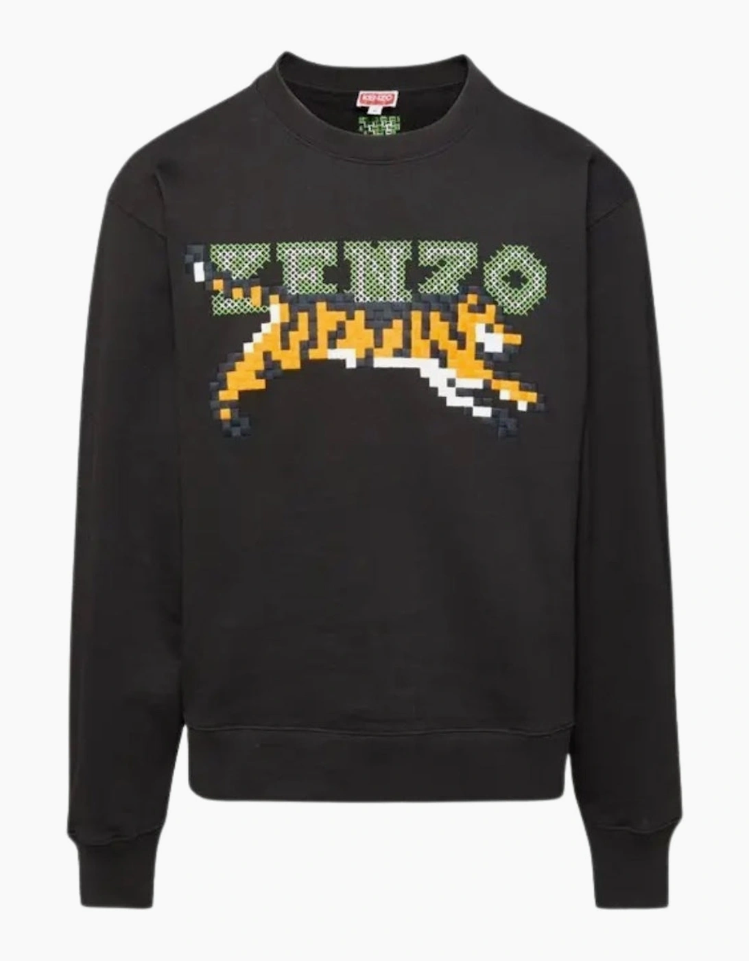 Men's Kenzo Paris Digital Tiger Design Black Sweatshirt - Size: 44