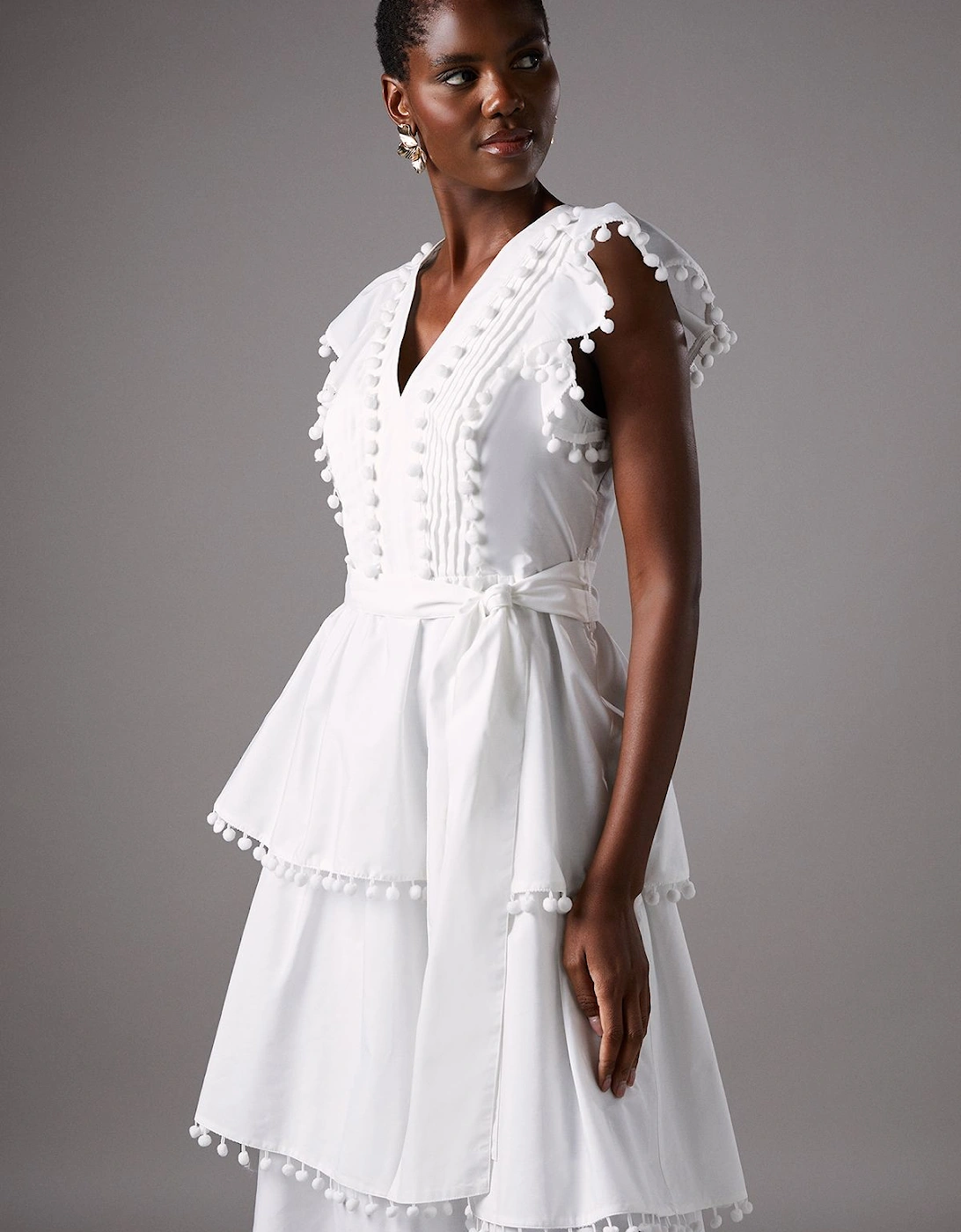 Pom Pom Trim Dress