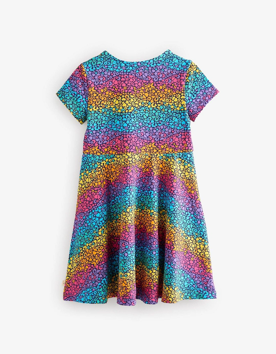 Girls Short Sleeve Colourful Skater Dress - Multi