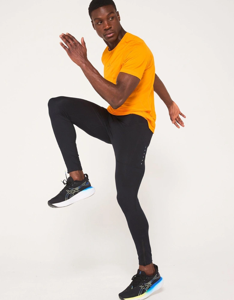 Mens Running Tech Short Sleeve Tee - Tangelo/Black