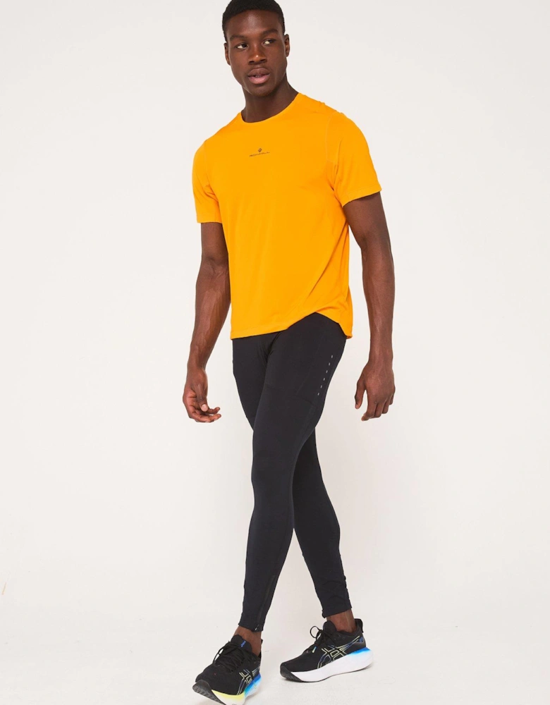 Mens Running Tech Short Sleeve Tee - Tangelo/Black
