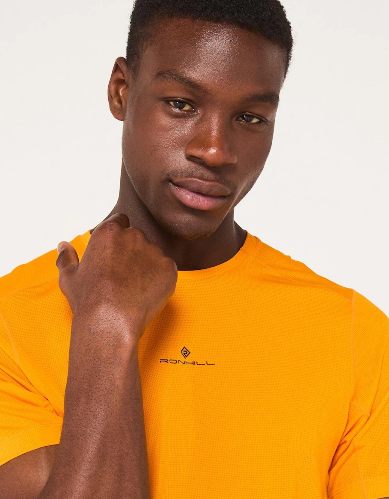 Mens Running Tech Short Sleeve Tee - Tangelo/Black