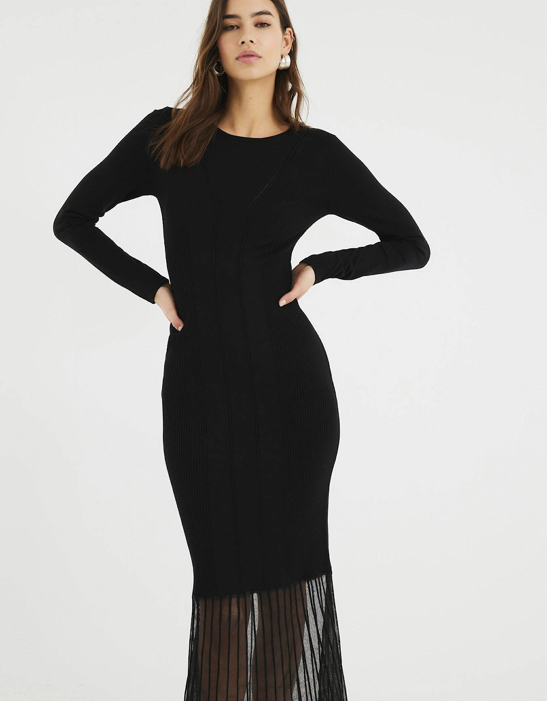 Knitted Maxi Dress - Black