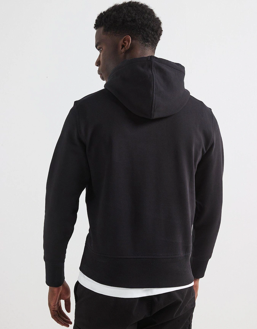 Serif Font Graphic Overhead Hoodie - Black