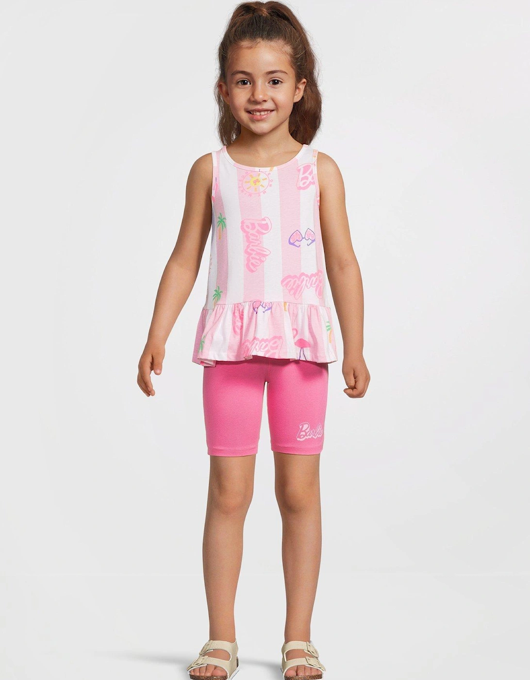 Two Piece Peplum Vest And Shorts Set - Pink, 2 of 1