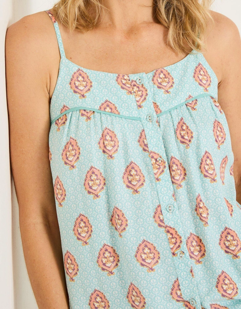 Printed Cami Pyjama Set - Blue