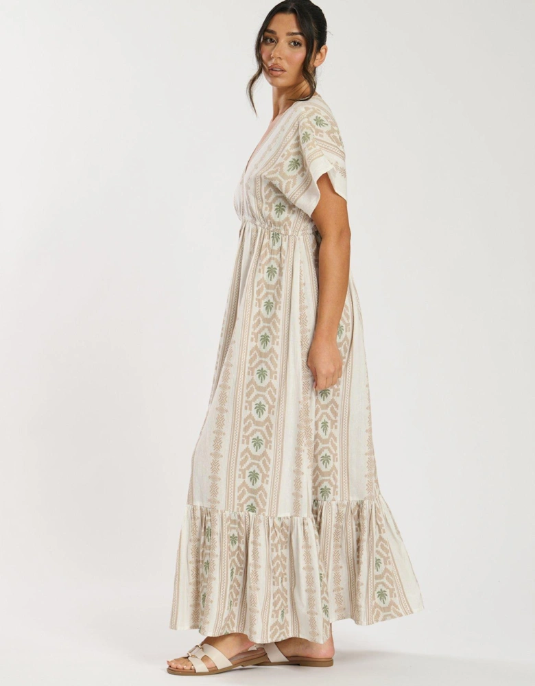 Jacquard V Neck Maxi Dress
