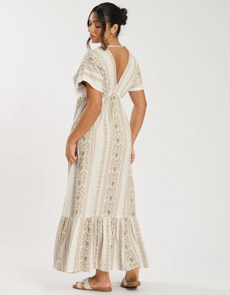 Jacquard V Neck Maxi Dress