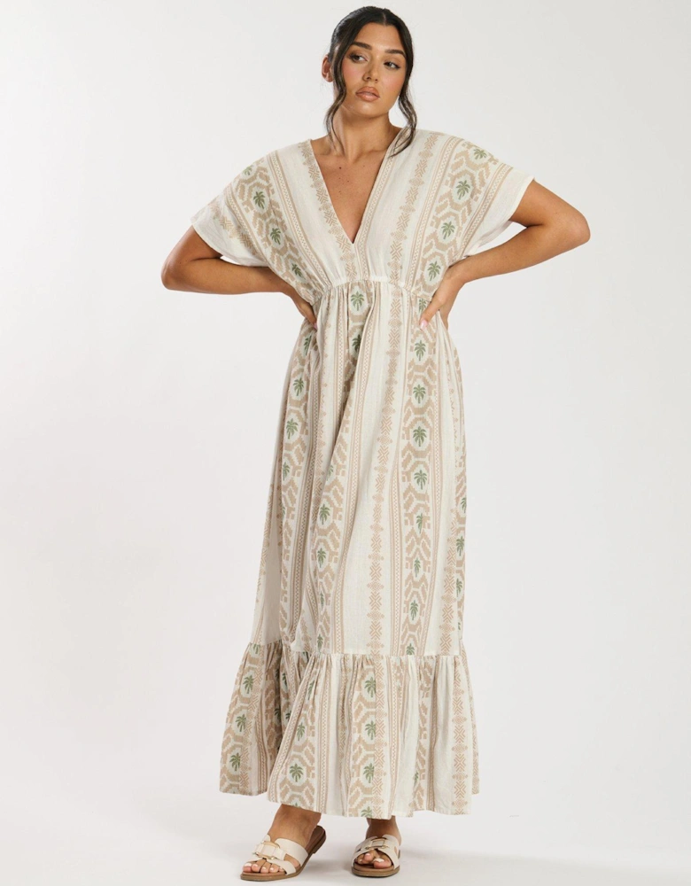 Jacquard V Neck Maxi Dress