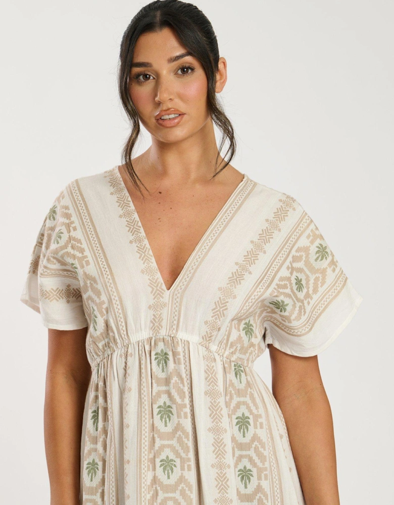 Jacquard V Neck Maxi Dress