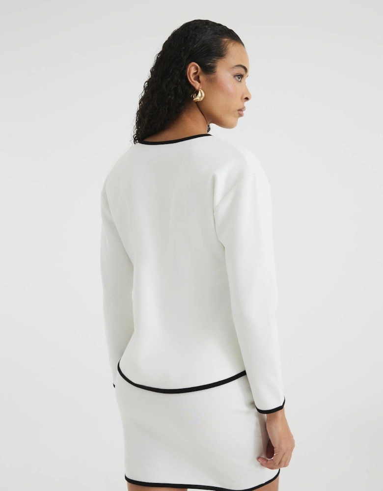 Tipped Cut And Sew Jacket - White