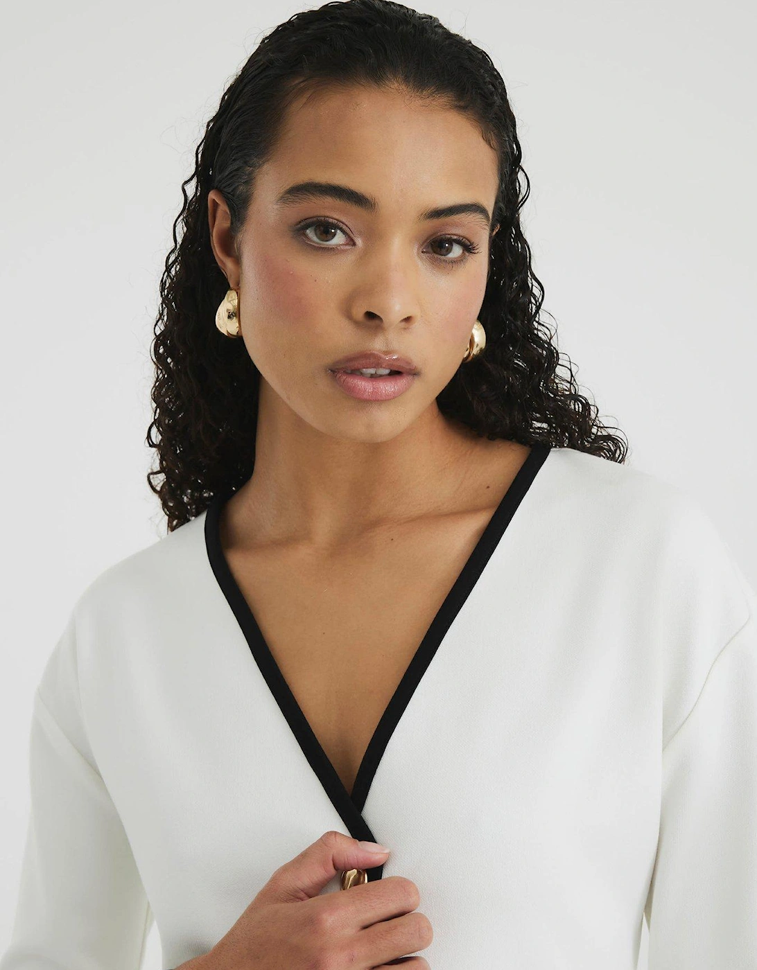 Tipped Cut And Sew Jacket - White