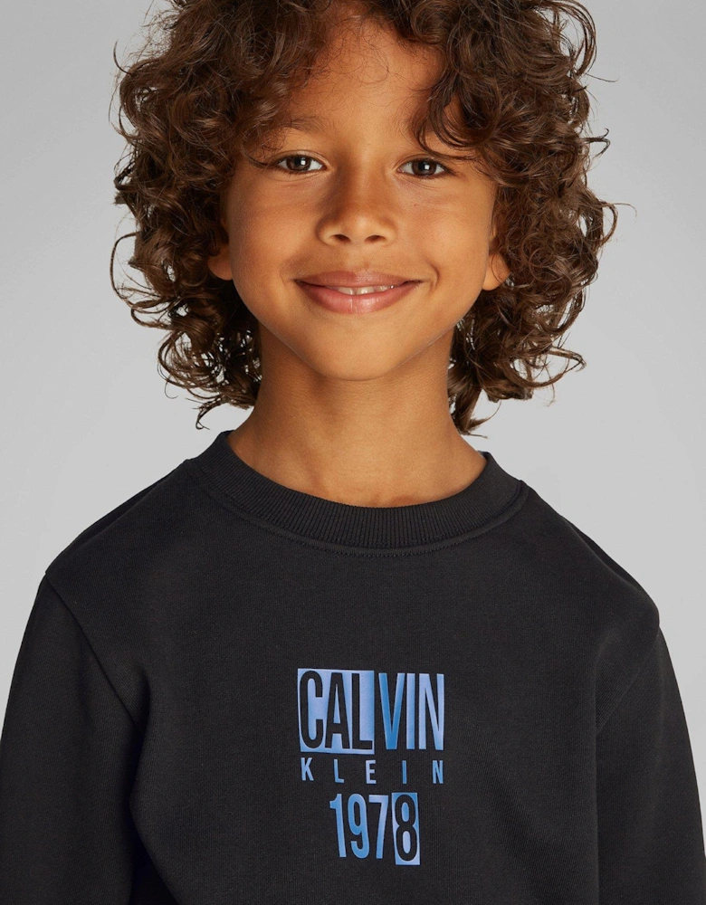 Boys Good Level Graphic Heavyweight Sweat Top - Black