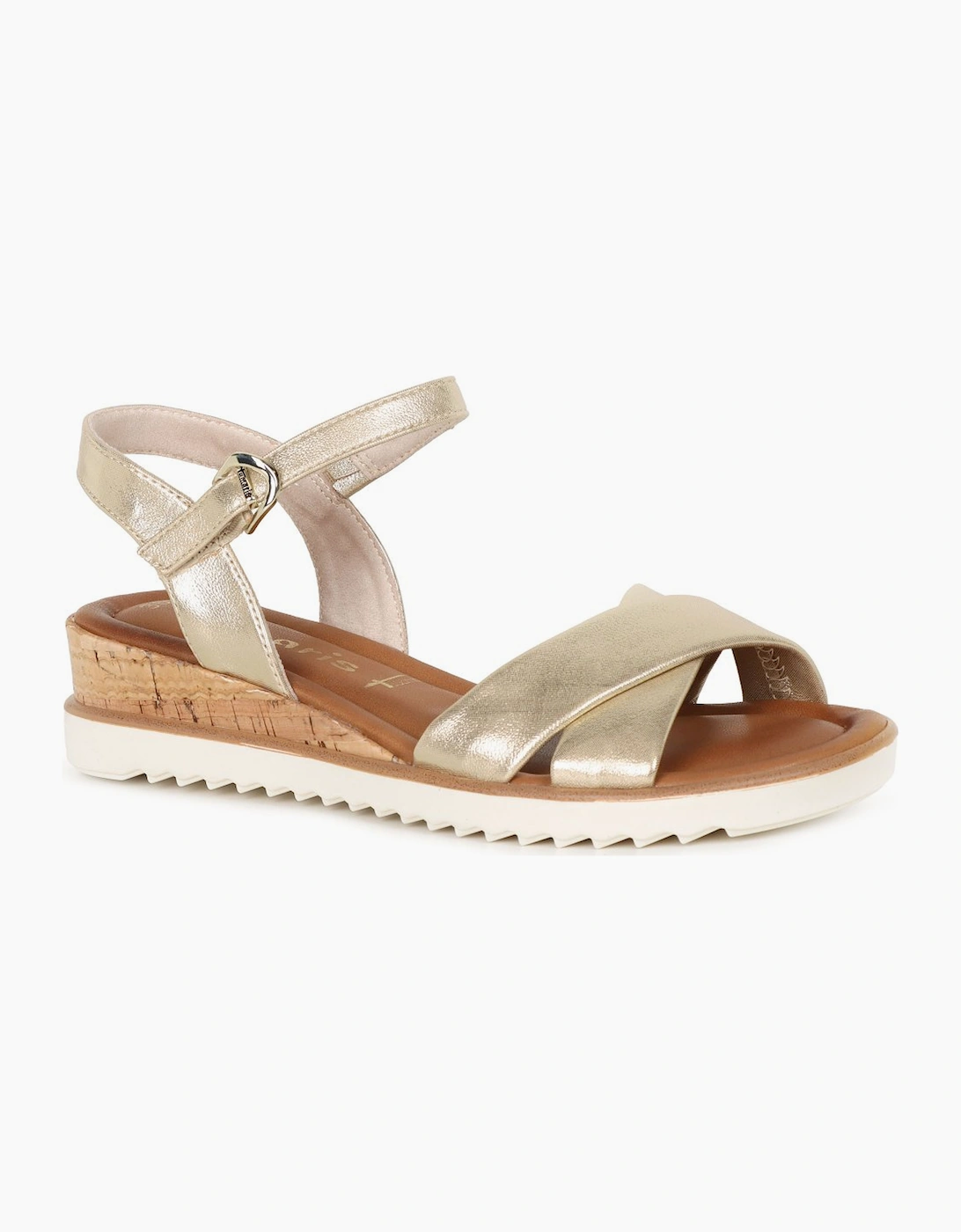 Tamaris Women's Gold Carnation Low Wedge Sandals  6 Size 6