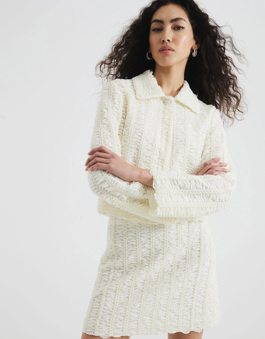 Textured Mini Skirt - Cream