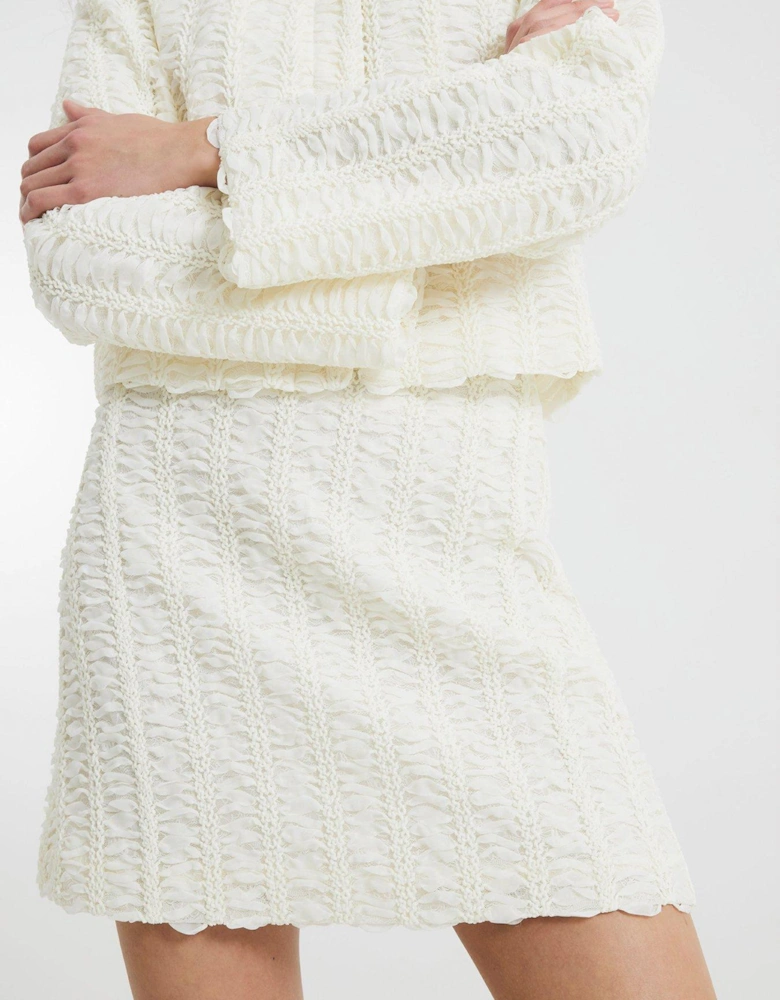Textured Mini Skirt - Cream