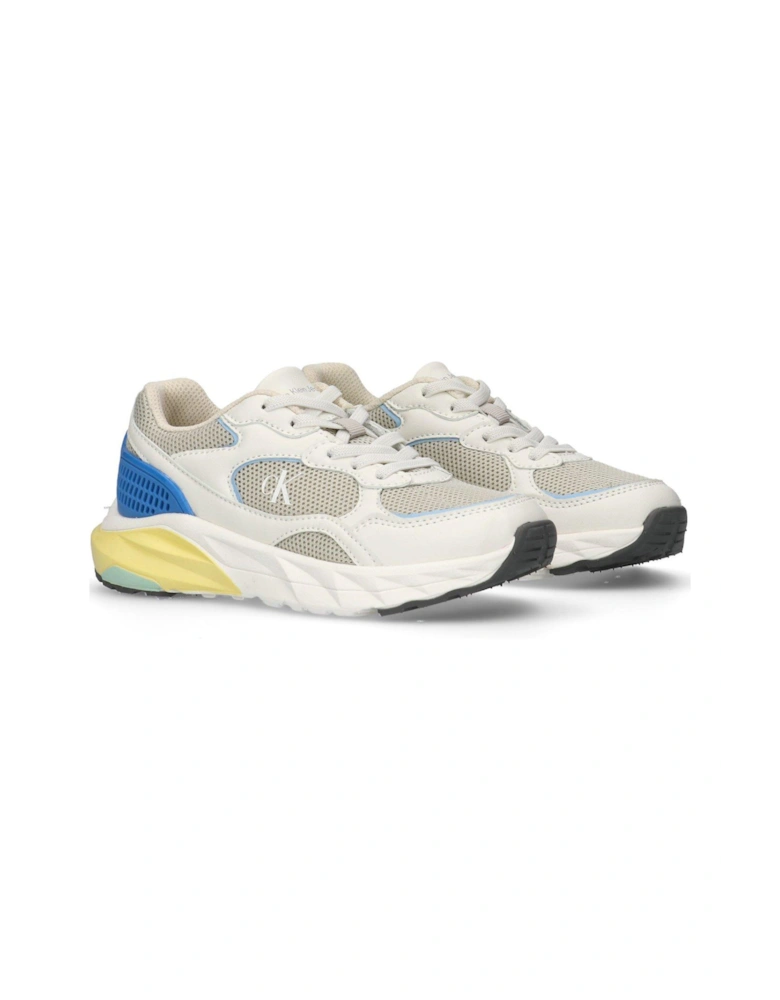 Kids Low Cut Lace-Up Trainers - Cream