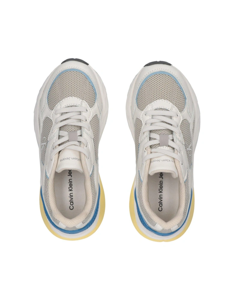 Kids Low Cut Lace-Up Trainers - Cream