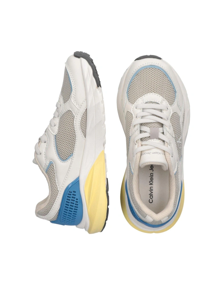 Kids Low Cut Lace-Up Trainers - Cream