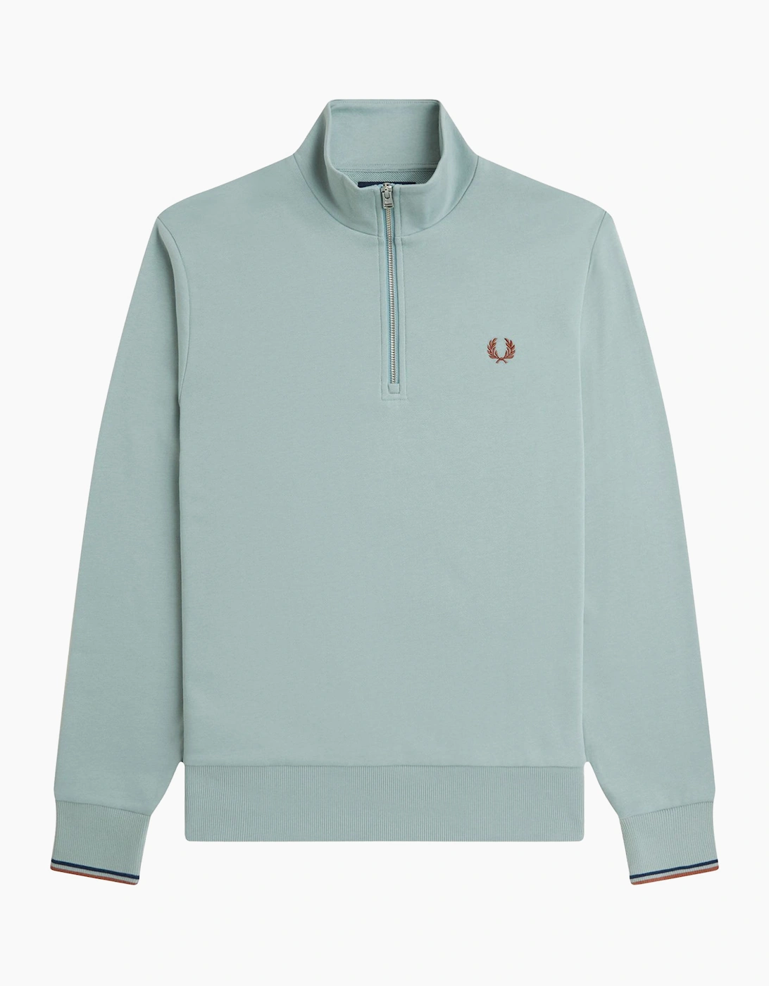 Men's Fred Perry Half Zip Sweatshirt - Silver - Size: MEDIUM