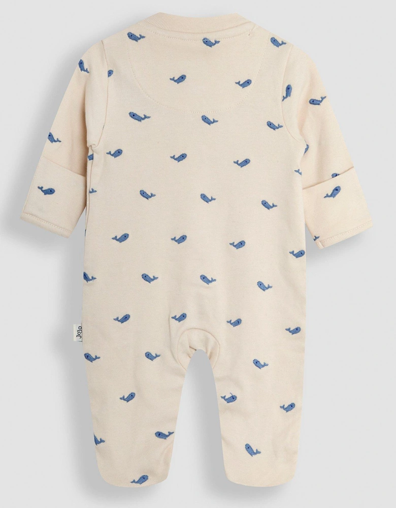 Baby Boys 2-pack Embroidered Whale Sleepsuit & Hat Set - Beige