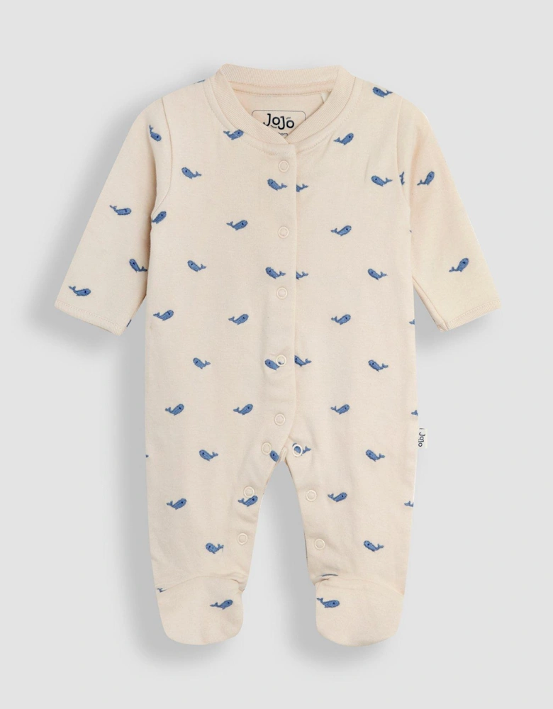 Baby Boys 2-pack Embroidered Whale Sleepsuit & Hat Set - Beige