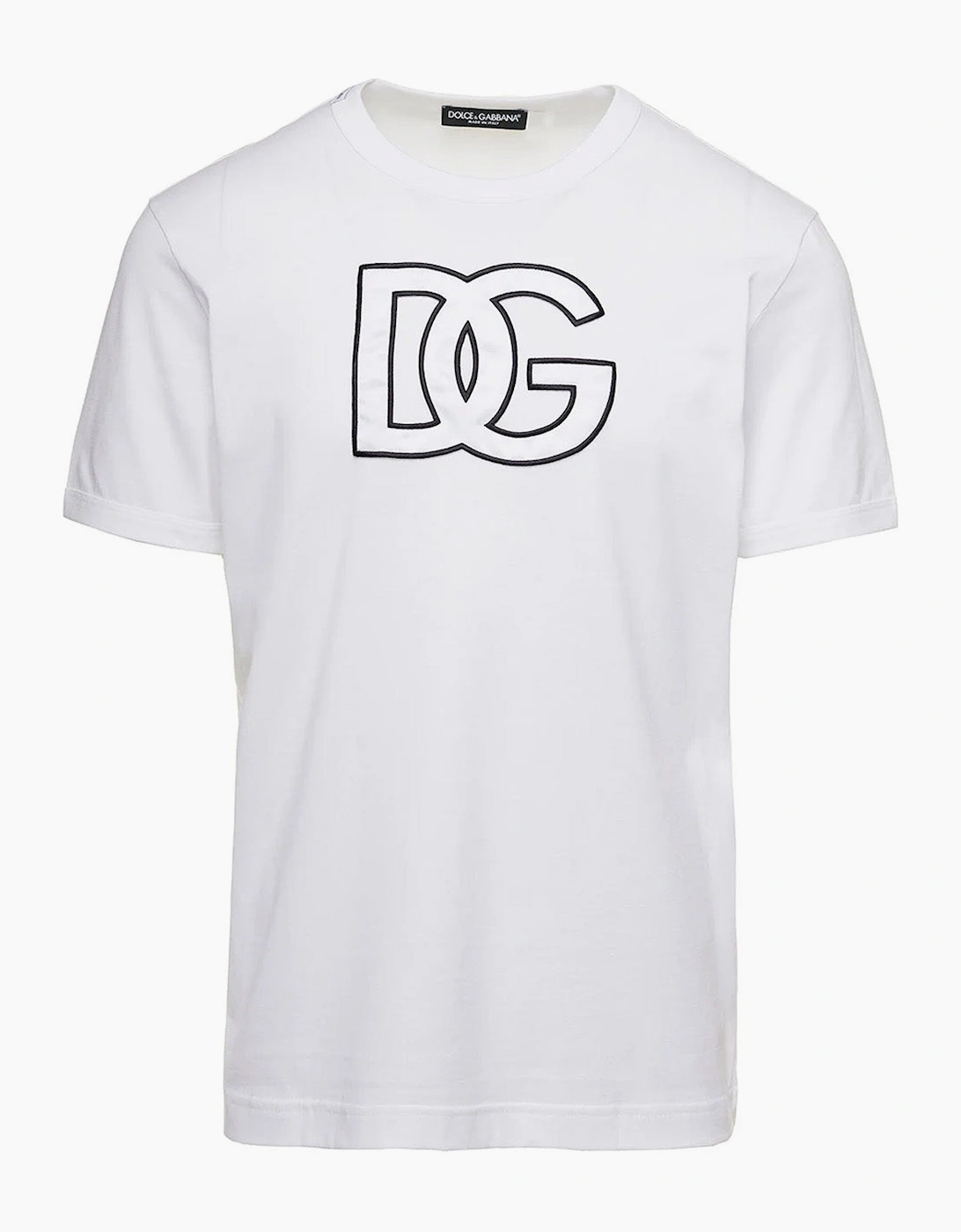 Dolce & Gabbana Men's Dolce & Gabbana Detailed DG Embroidered Logo T-Shirt in White