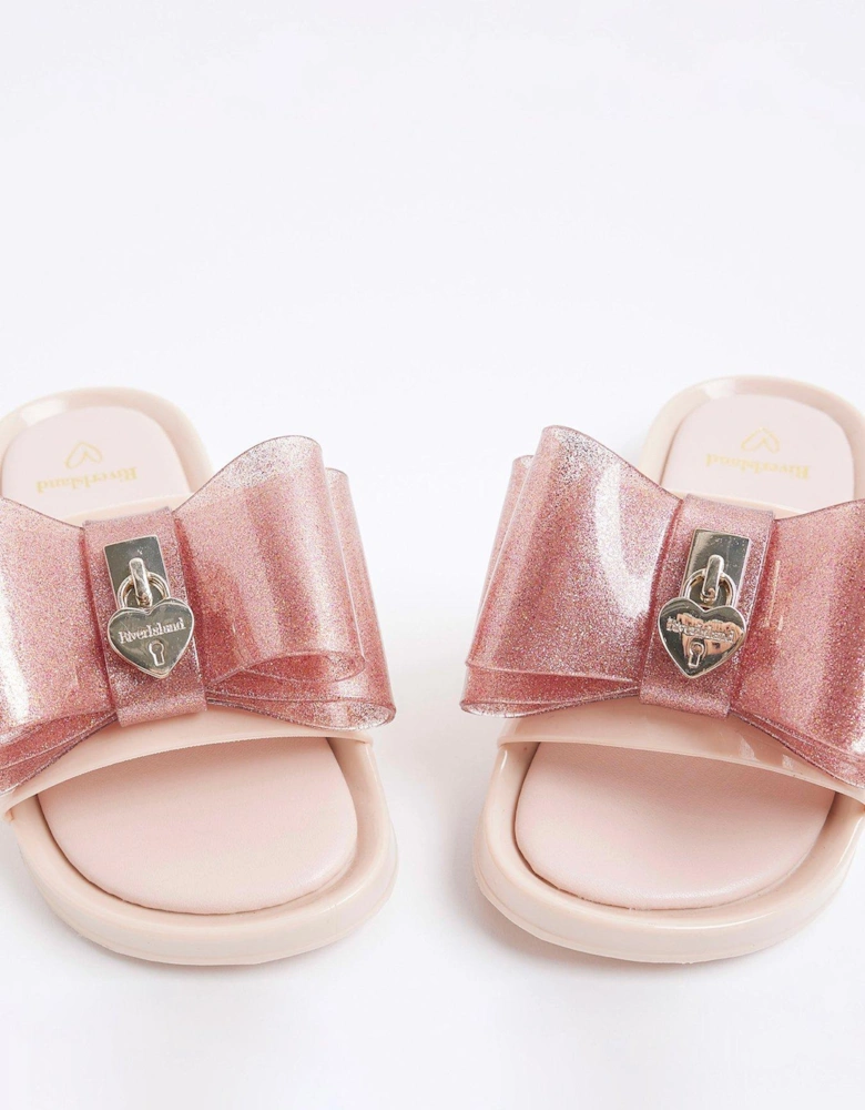Girls Bow Sliders - Pink
