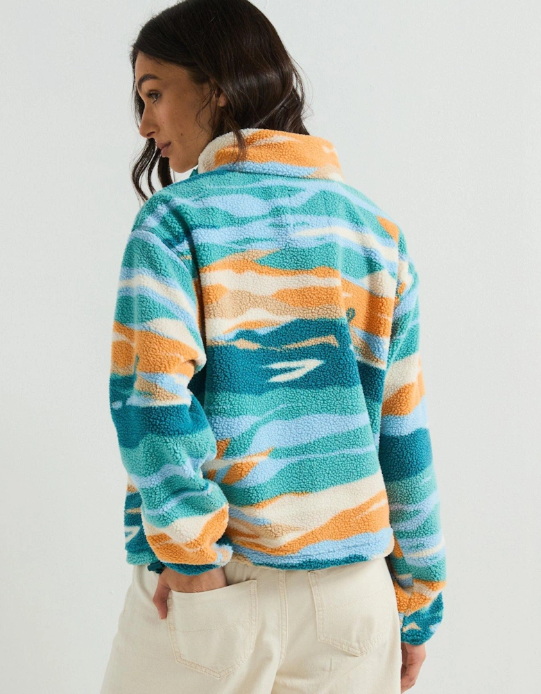 Women's Helvetia 2 Printed Cropped Half Snap Fleece - Blue Print