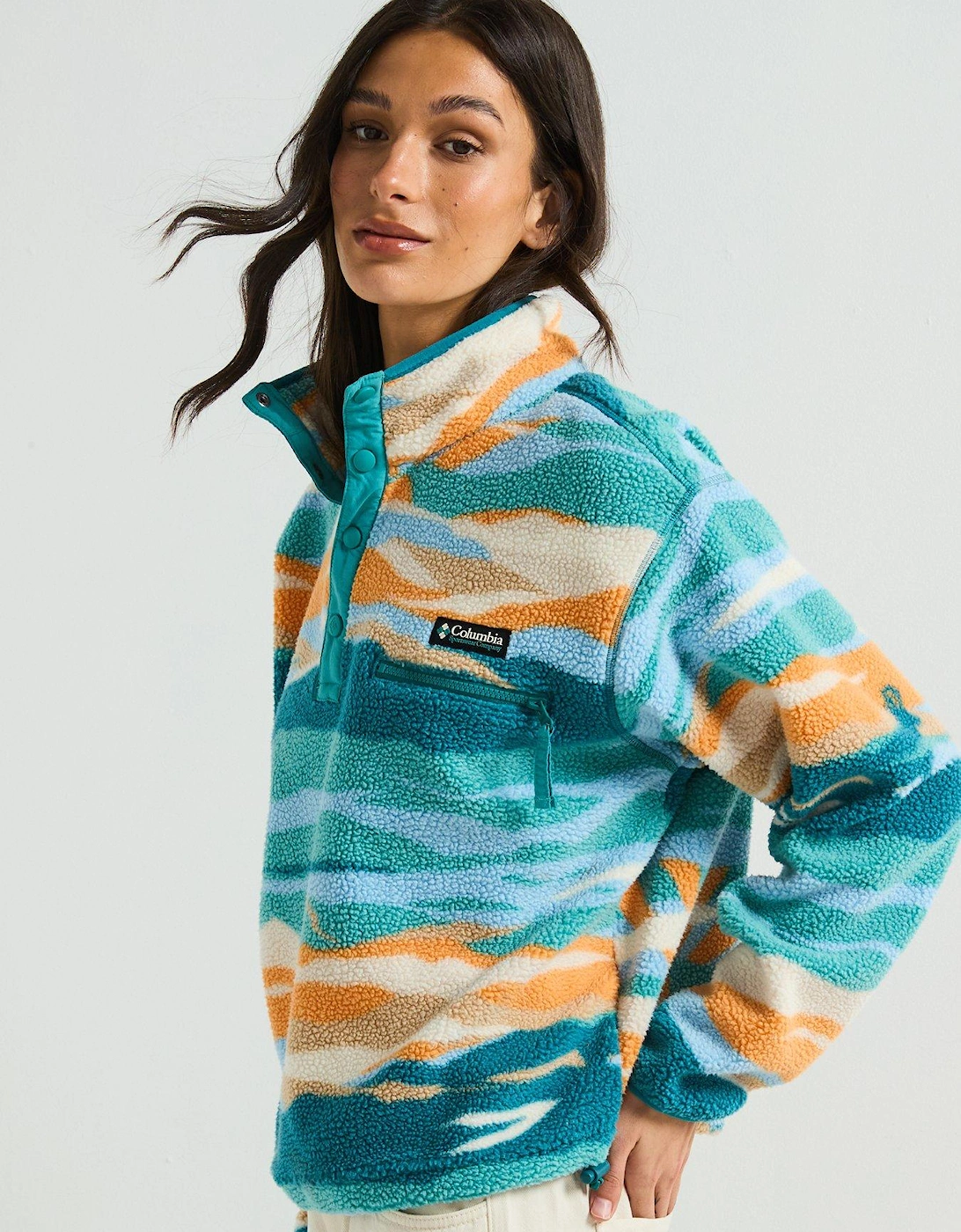 Women's Helvetia 2 Printed Cropped Half Snap Fleece - Blue Print
