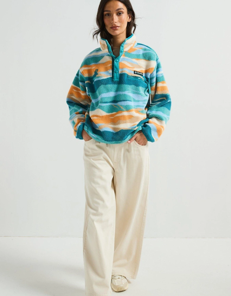 Women's Helvetia 2 Printed Cropped Half Snap Fleece - Blue Print
