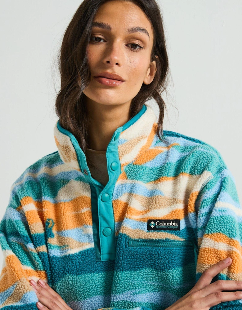 Women's Helvetia 2 Printed Cropped Half Snap Fleece - Blue Print