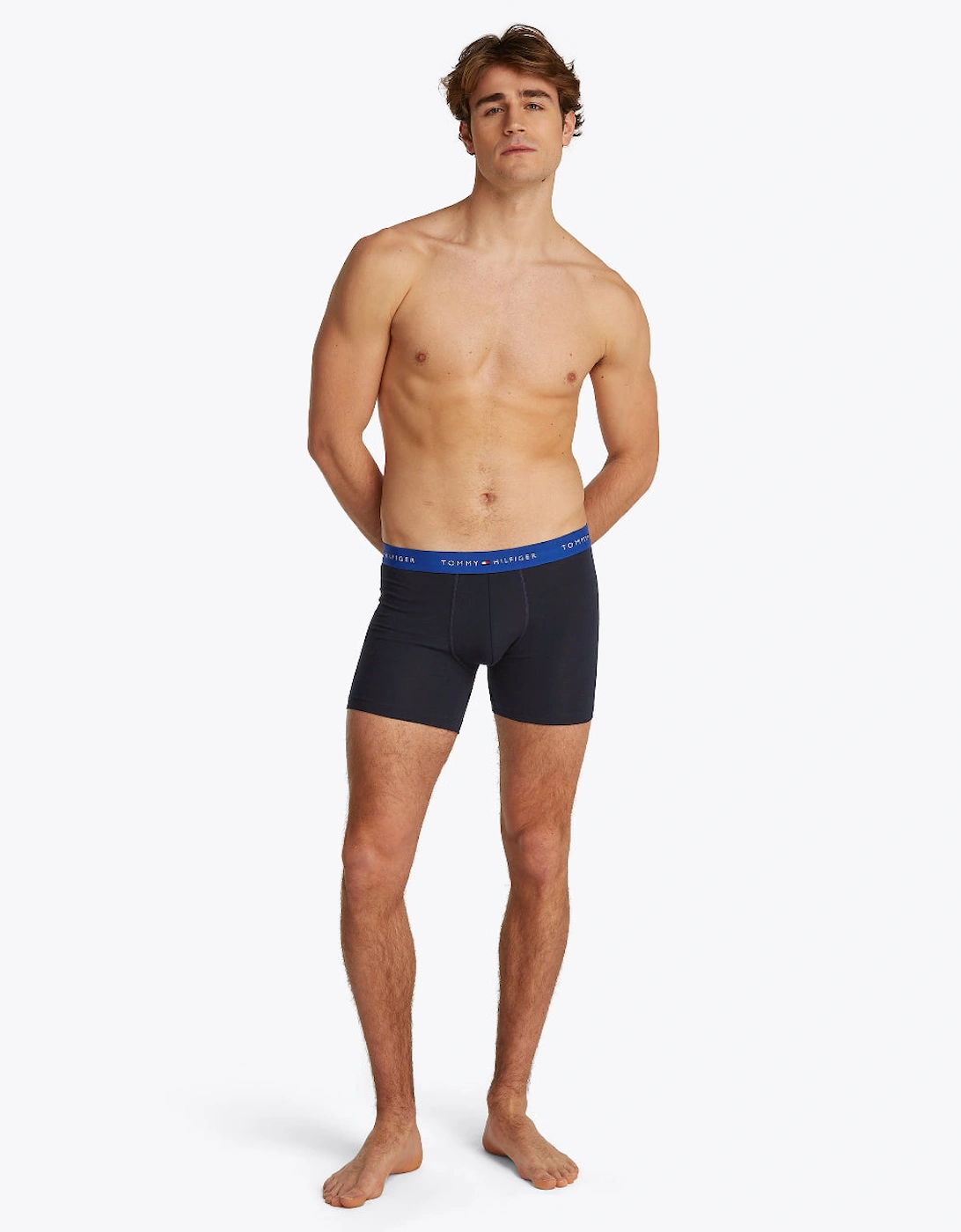 3-Pack Signature Cotton Coloured Band Boxer Briefs, Black/Blue/Utility Olive
