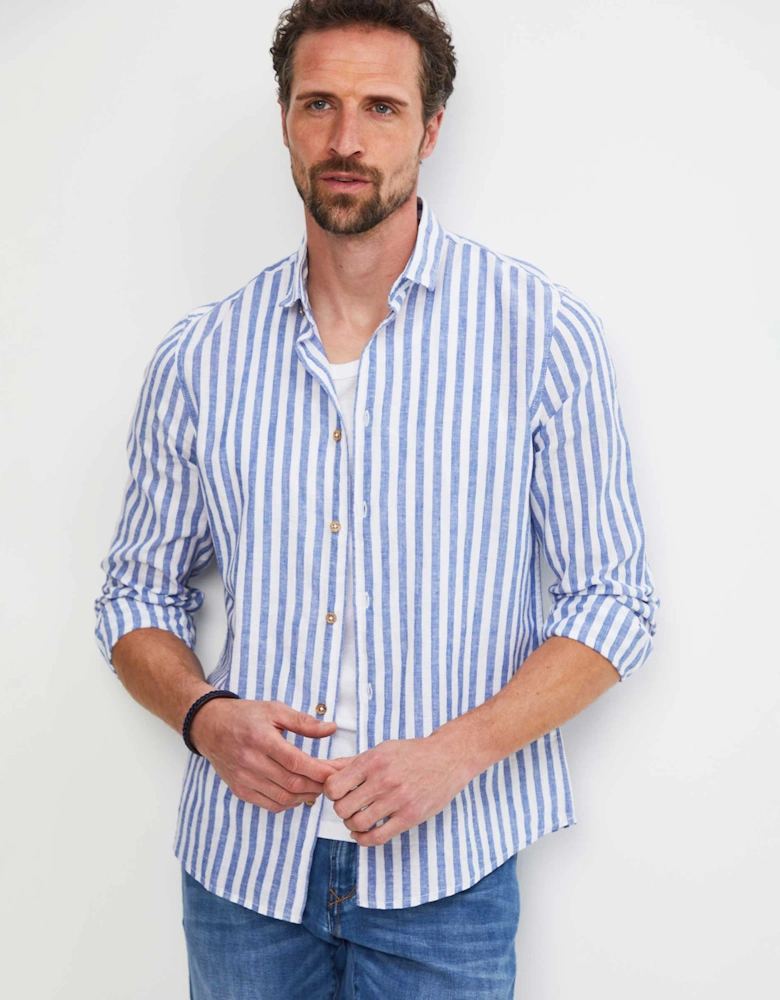 Cotton Linen Striped Shirt